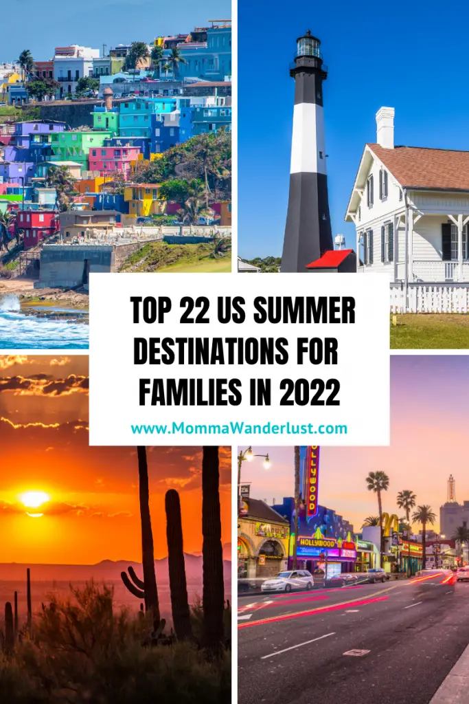 Best US Summer destinations for families in 2022 featured by Momma Wanderlust