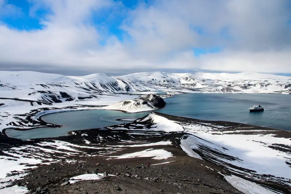 Deception island - image of land and snow mixed together