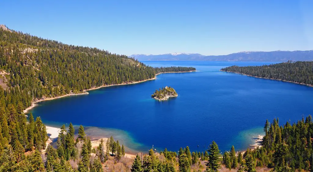 Aerial image of Emerald Bay in Lake Tahoe