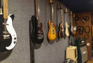 the guitar isolation room Interior of studio at Capricorn records in macon, ga