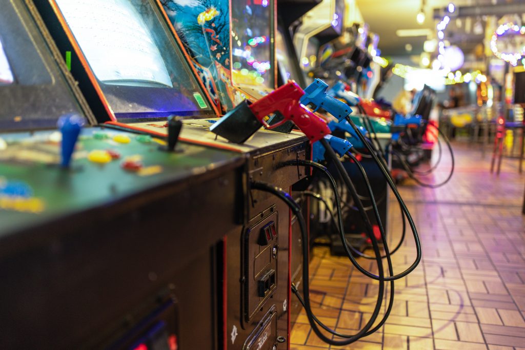 interior shot of arcade games inside of reboot retro arcade and bar in macon, ga