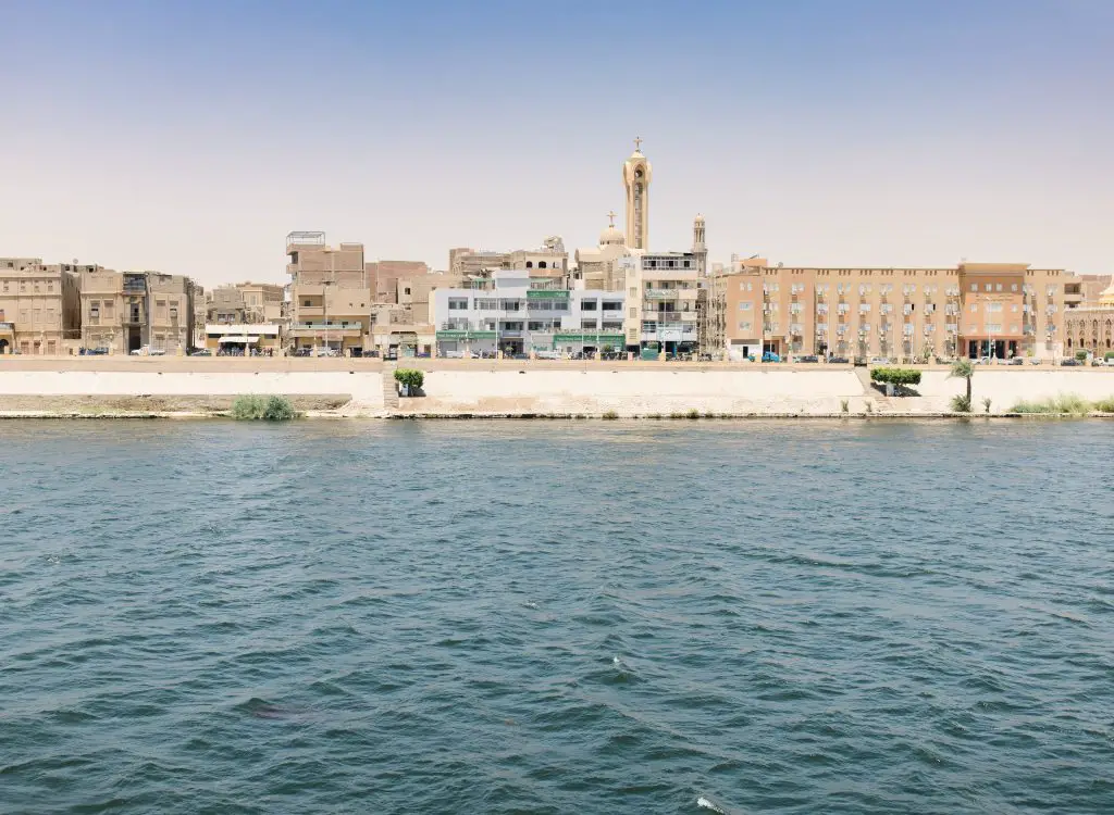 View of a city from the vessel during our Nile River Cruise