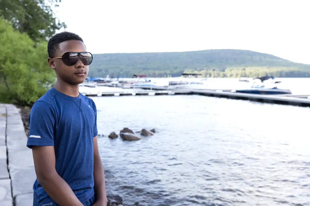 boy at deep creek lake, maryland